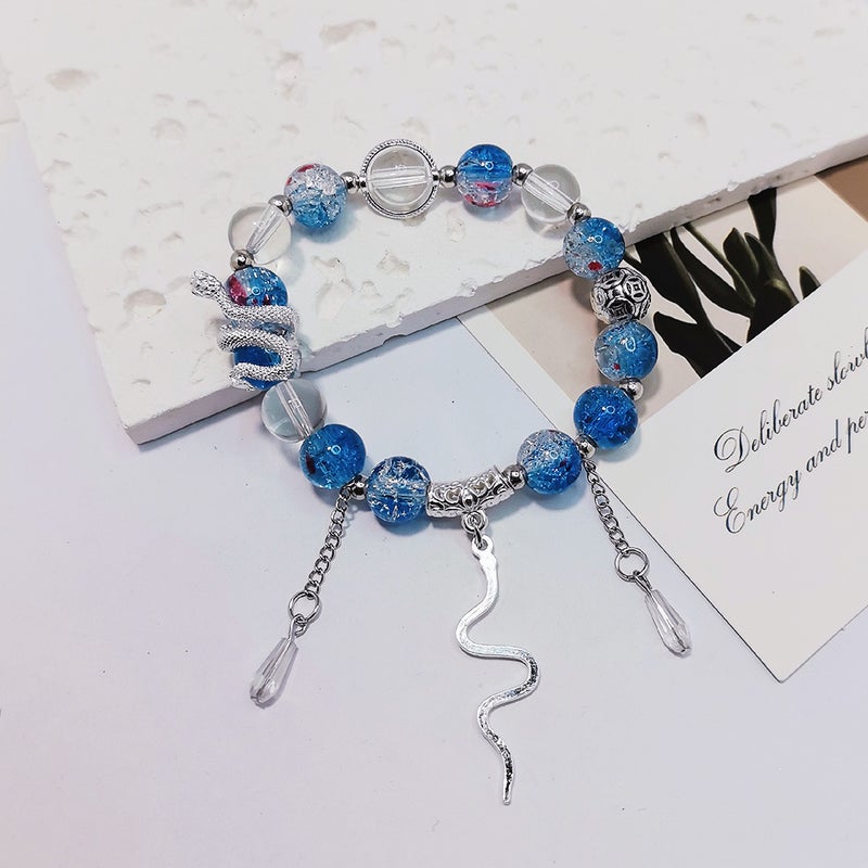 National Style Snake Year Tassel Beaded Bracelet Niche Design Glass Bracelet Female Stylish Versatile Bestie Student Jewelry - Image 4